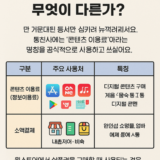 정보이용료 콘텐츠이용료 차이점